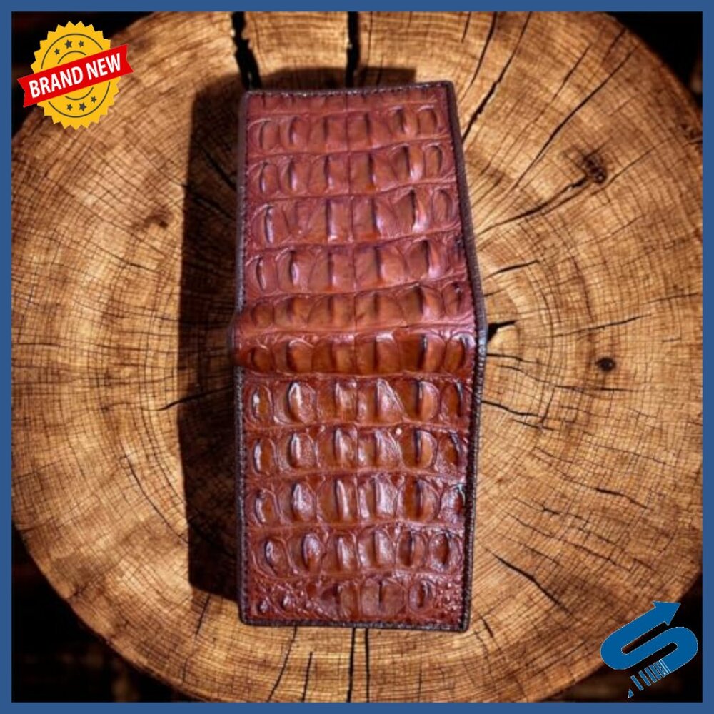 Genuine Alligator Bifold Wallet For Men, 6 Card Slots, Compact Design - Picture 5 of 7